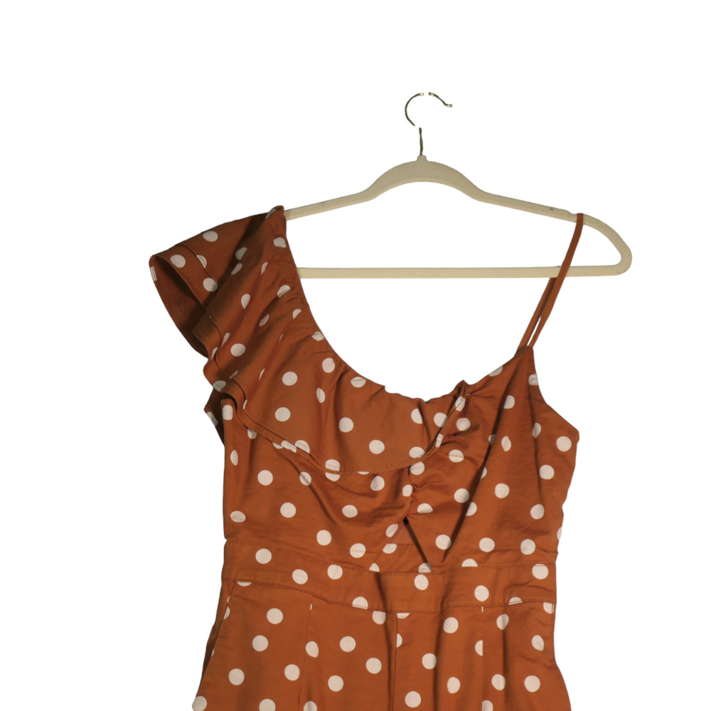 Anthropologie Orange Polka Dot Jumpsuit - Picture 2 of 14